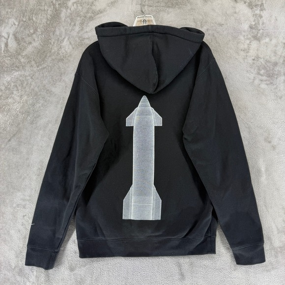 SpaceX Hoodie Men S Starship Rocket Graphic Black Pullover EUC